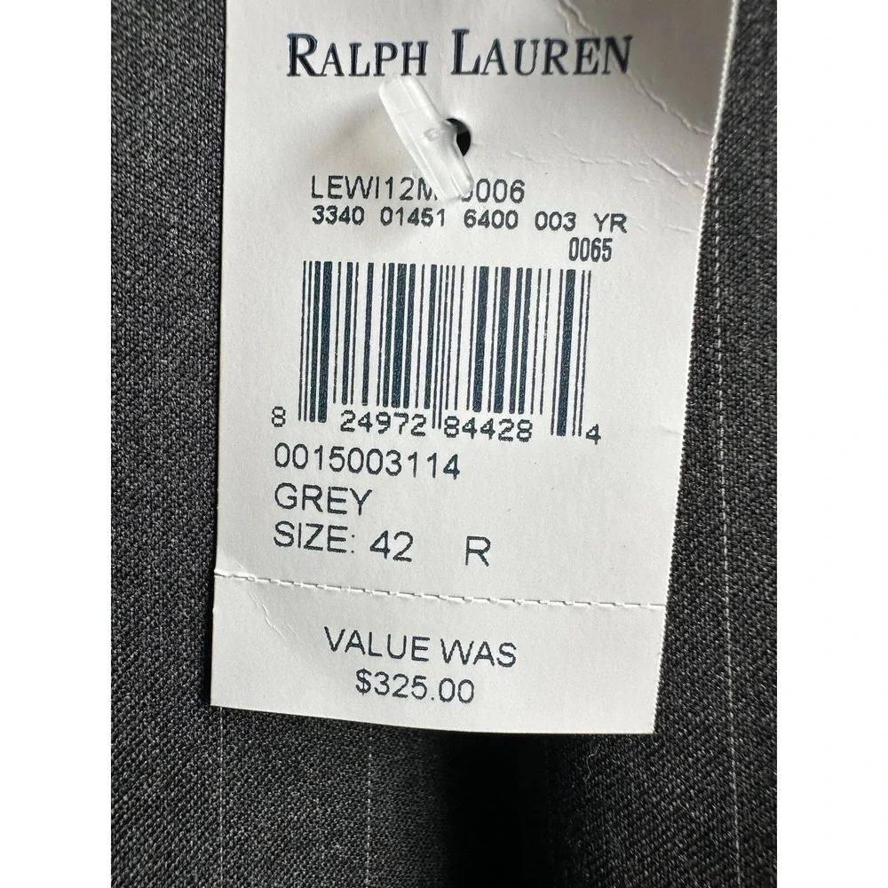 Ralph Lauren Men Total Comfort Suit Separates Jacket Gray Stripe Wool 42Reg $325